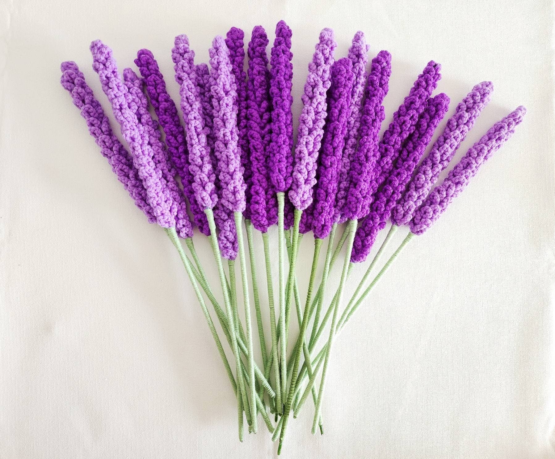 Crocheted lavender bouquet in various shades of purple