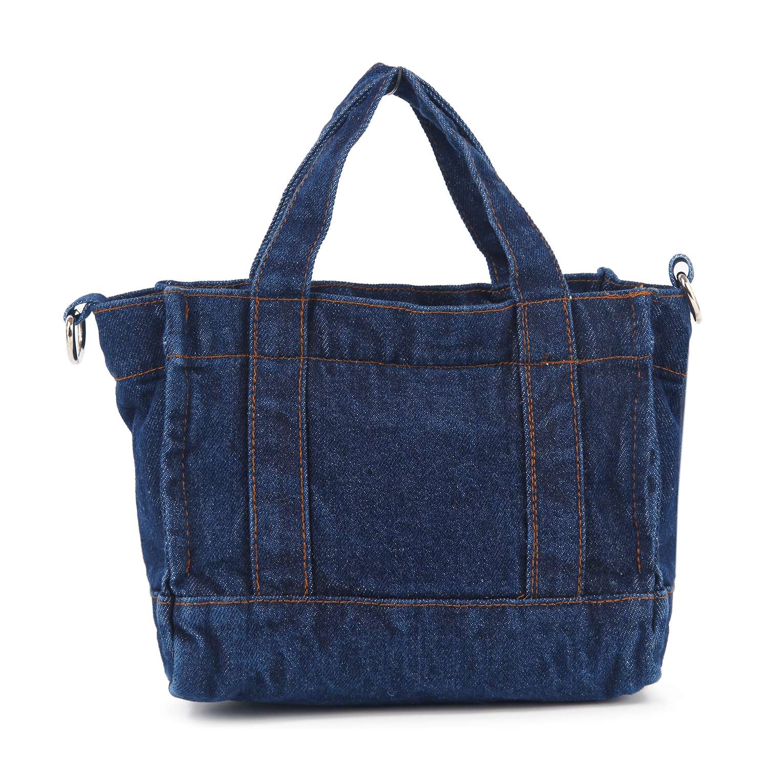 Denim tote bag with handles.