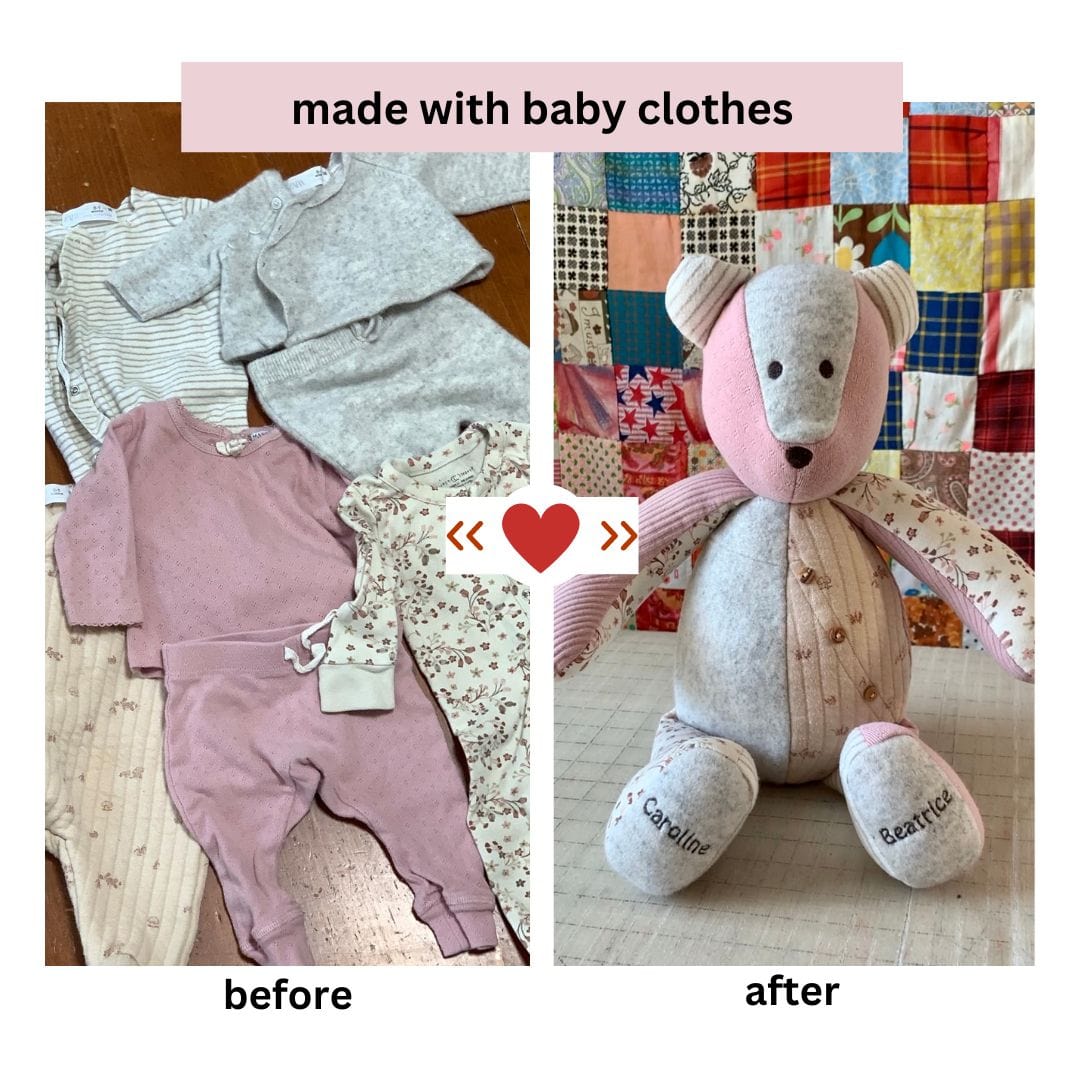Baby clothes transformation into teddy bear