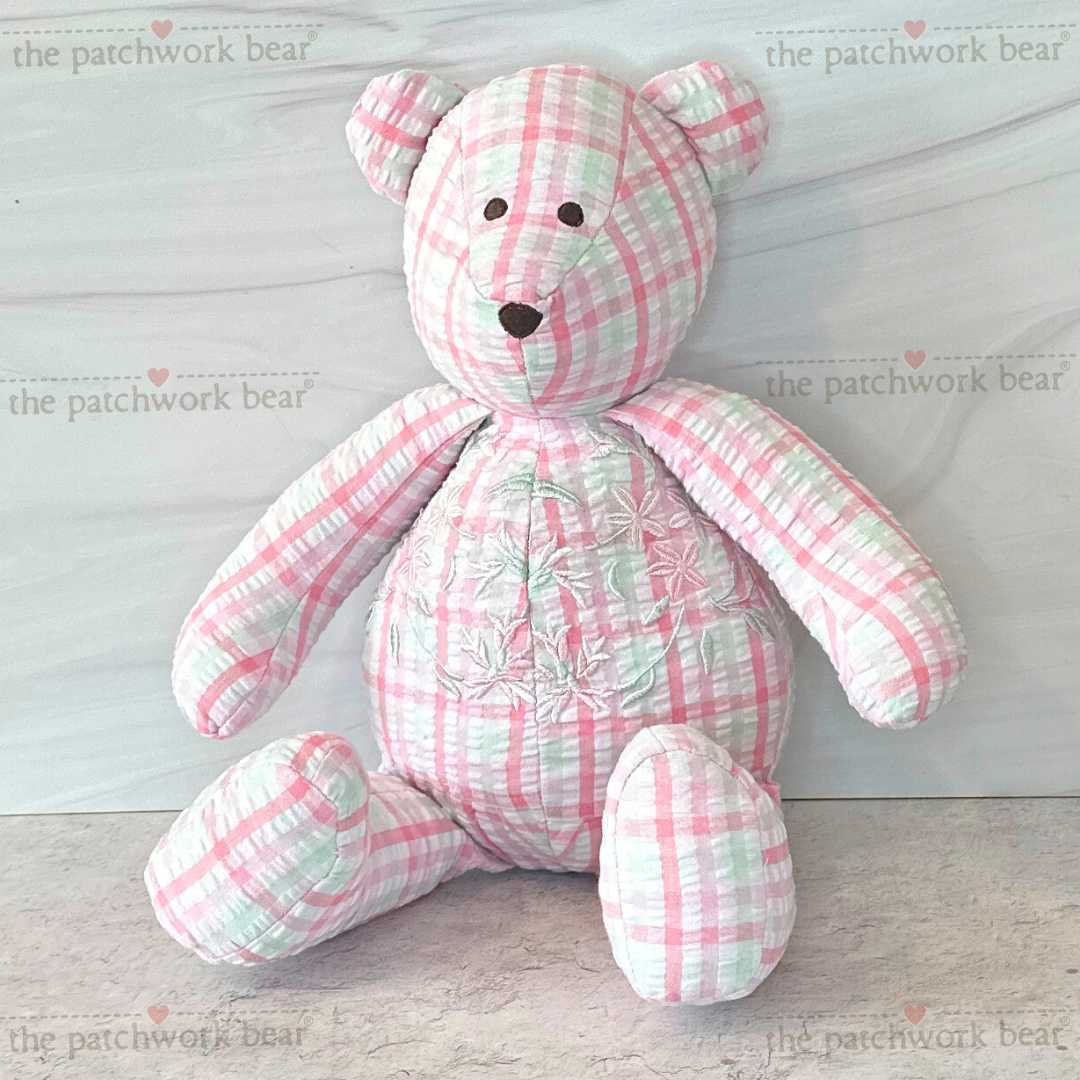 Pink plaid bear nightgown from The Patchwork Bear