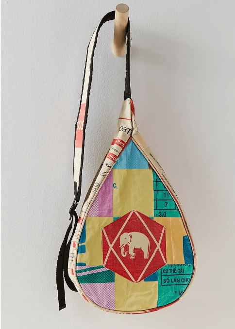 Teardrop Sling Bag Patchwork Elephant
