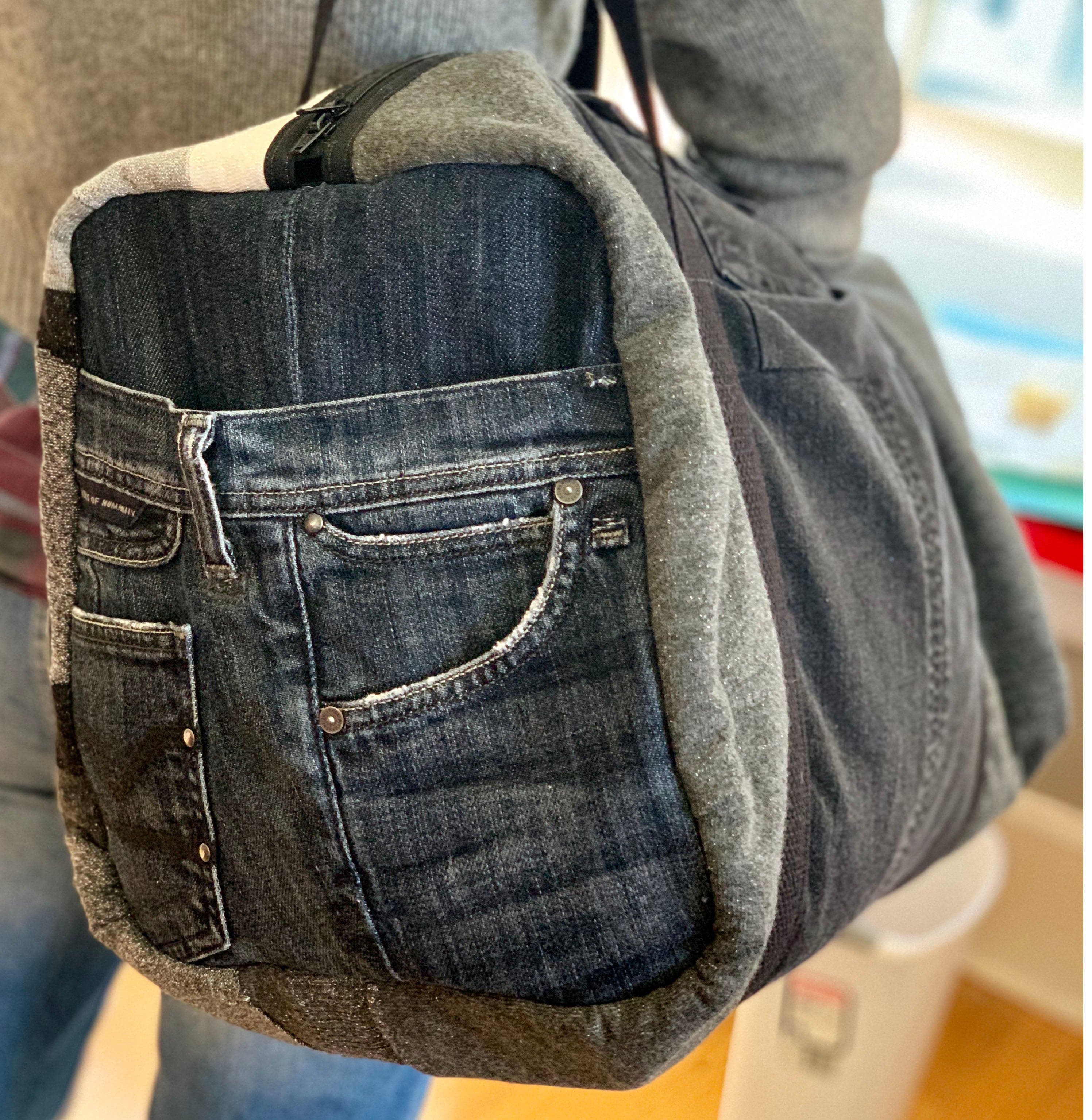 Jeans weekender bag with denim front pocket
