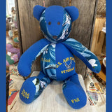 Blue bear plushie with Air Force Veteran shirt, personalized Mr. Cool