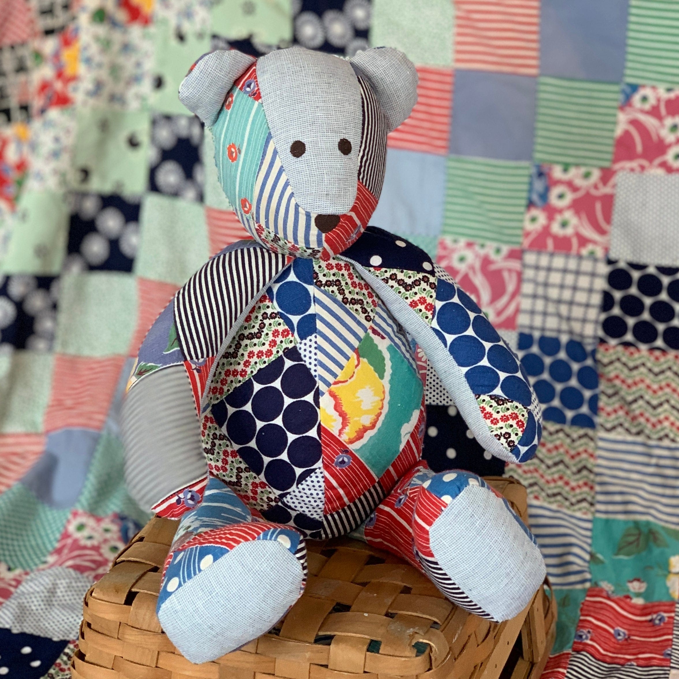 1940s Vintage Patchwork Bear
