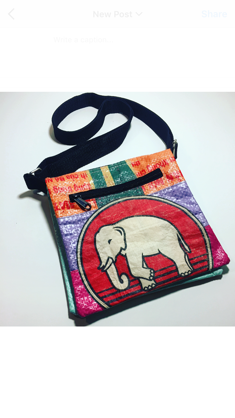 Upcycled Crossbody Bag Red Elephant