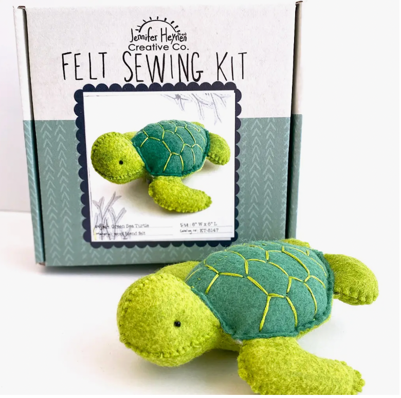Learn to Embroider Kit - 8 Stitches Green Sea Turtle