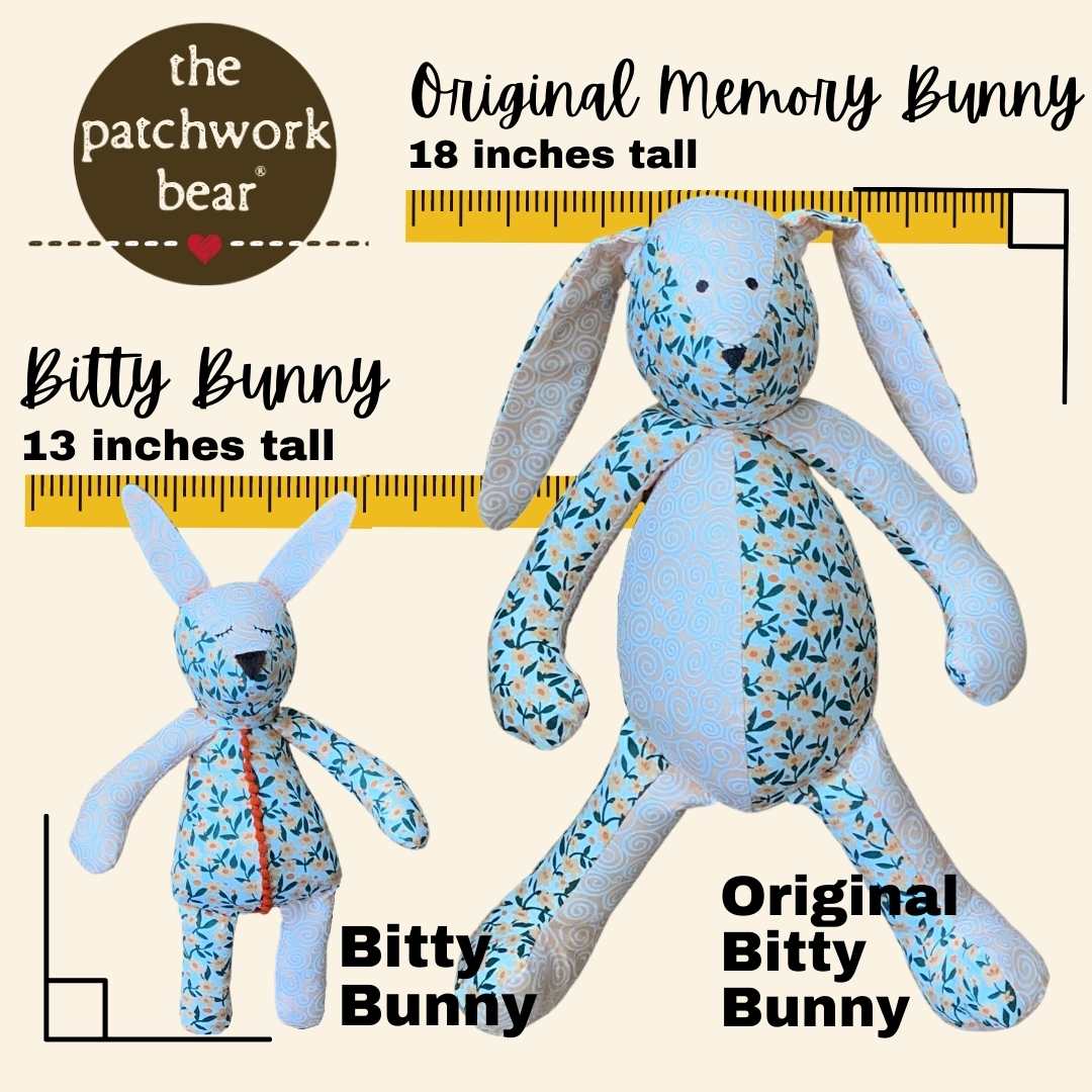 Bitty Bunny & Original Bunny size comparison (13 & 18 tall)