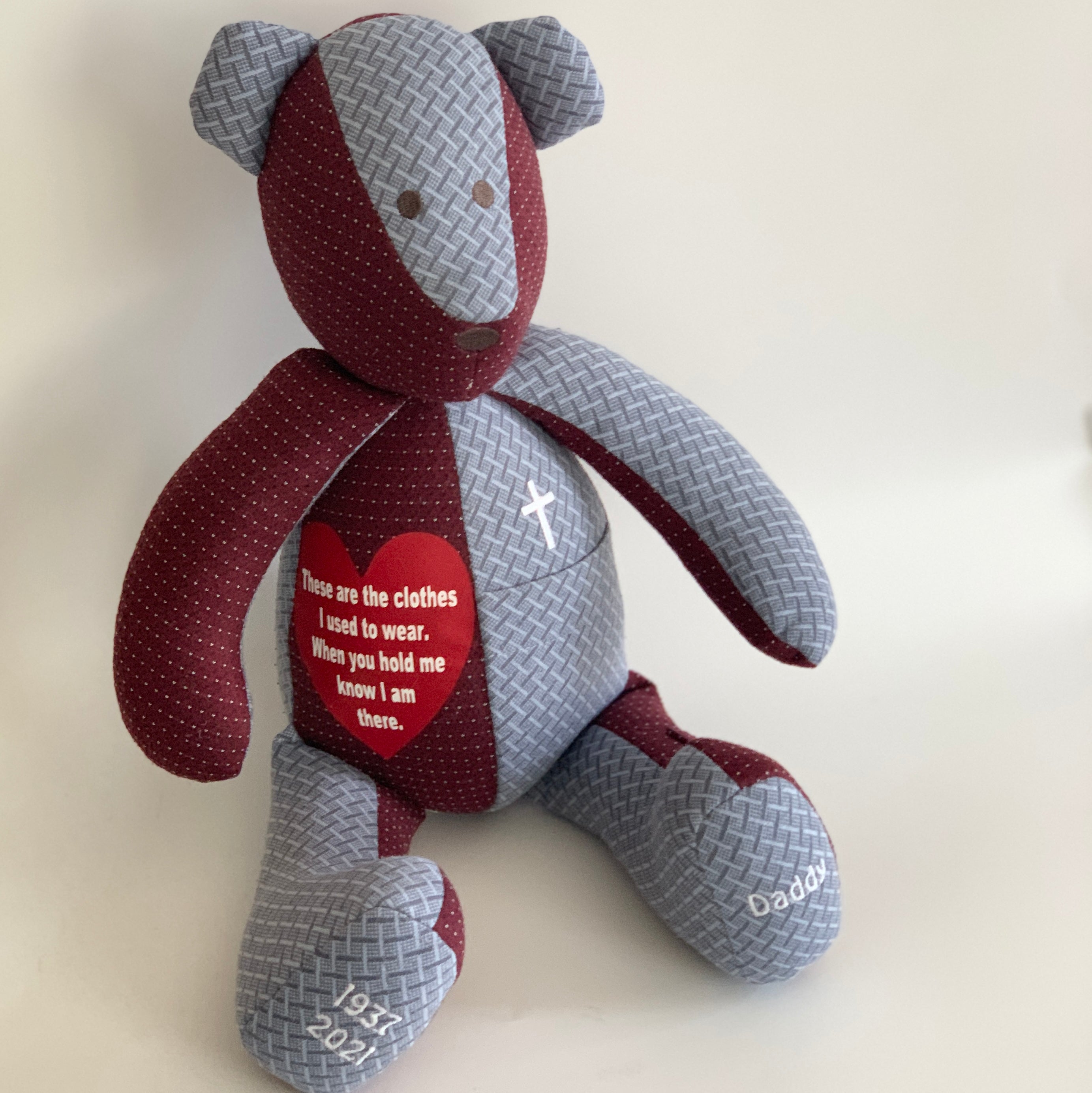 heart poem patch transfer on memory bear