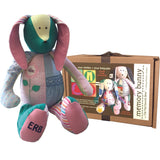 Patchwork Memory Bunny Kit with finished bunny and box.