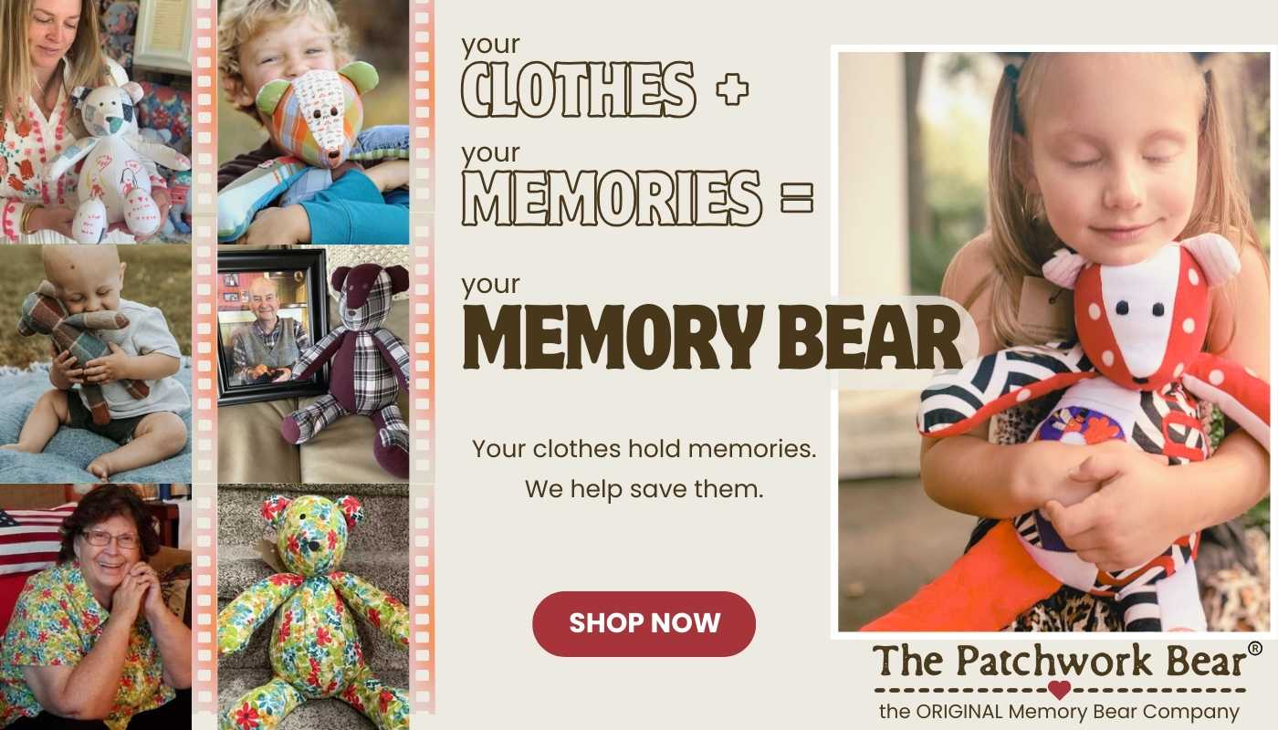 your clothes, your memories, your memory bear. keepsakes made from your clothes by the patchwork bear