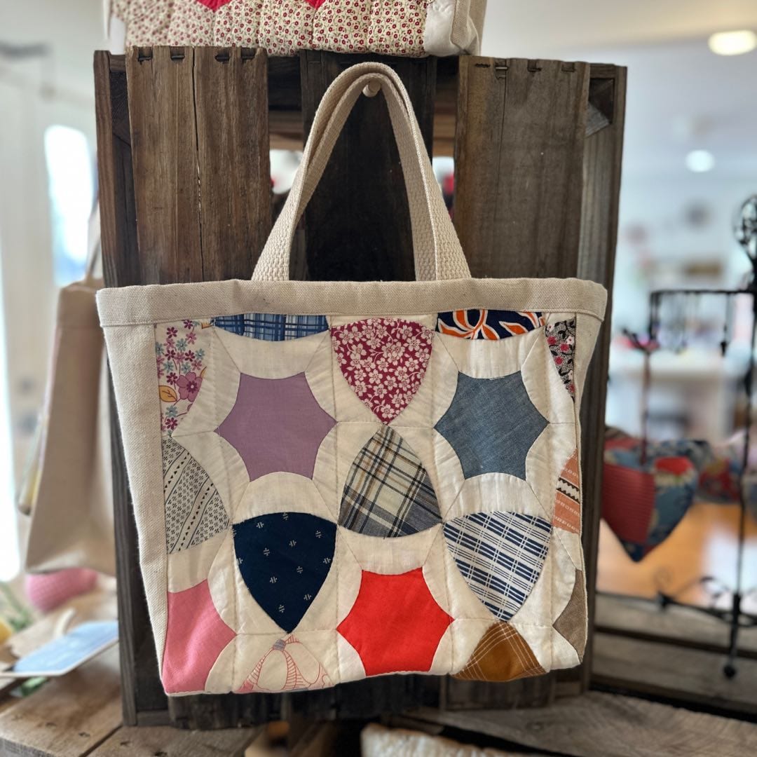 30s mini satchel tote bag with patchwork design