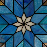 12"H Blue Quilt Square Stained Glass Window Panel