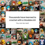 Assorted crochet animals in a grid.