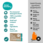 Laundry detergent sheet box with text and icons.
