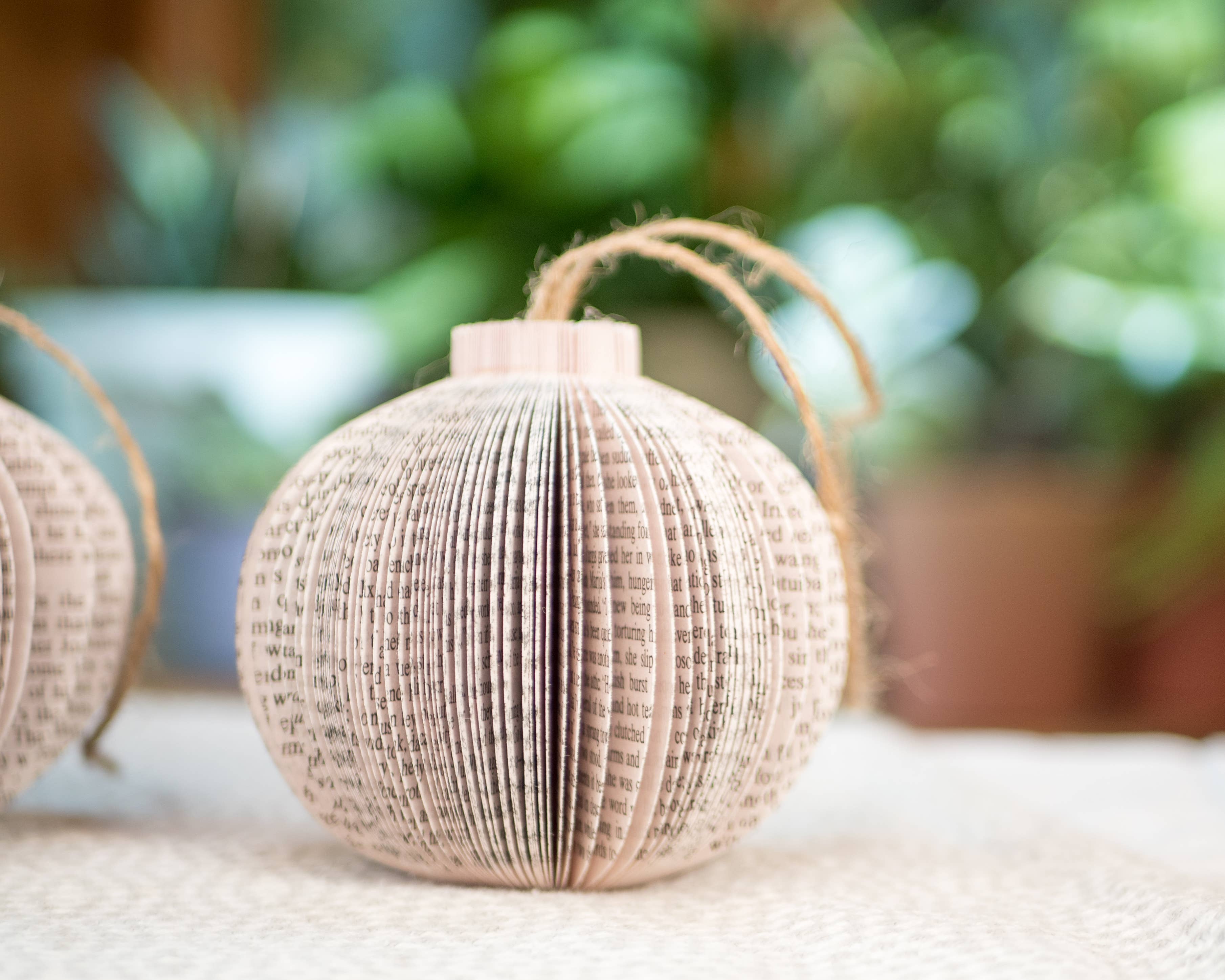 Ornament made from book pages.
