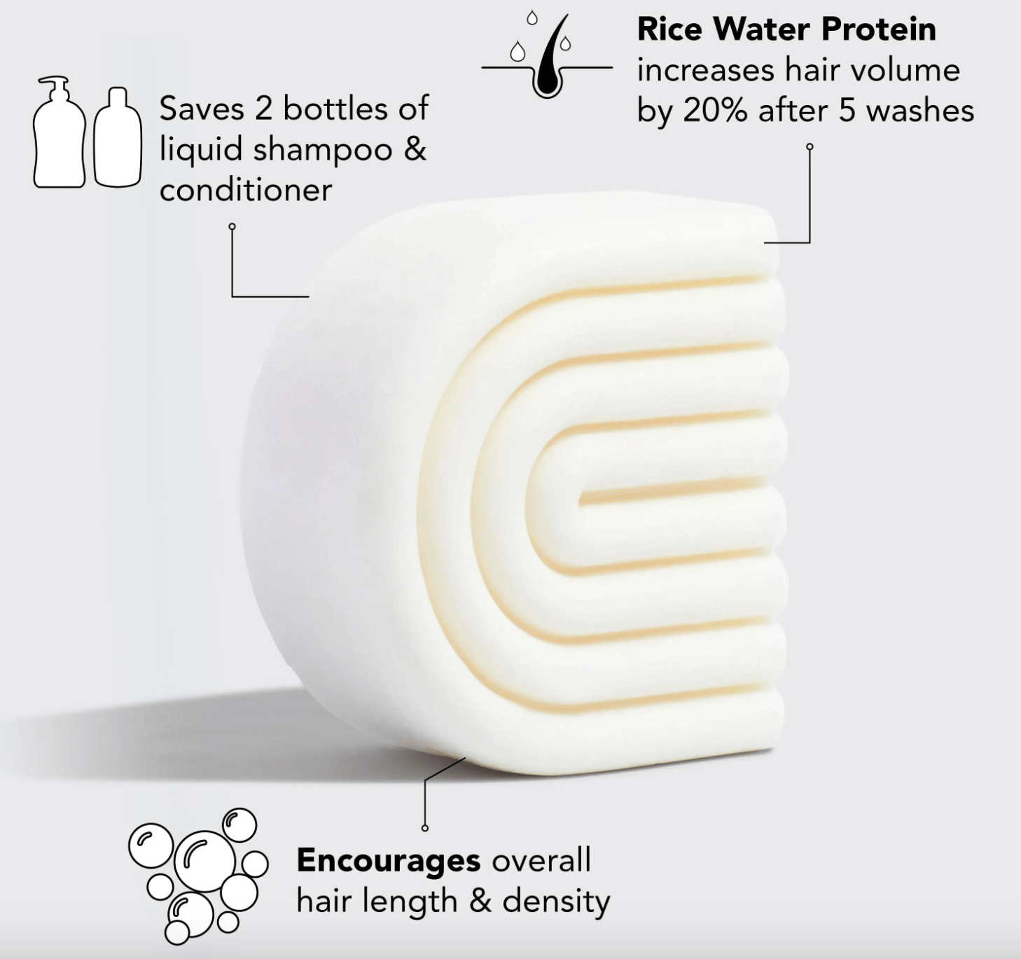White, arched shampoo bar.