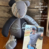 Memory bear made with clothes, Madsen Carpentry - The Patchwork Bear