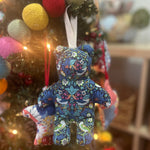 Mini Patchwork Bear Ornament handmade and our own design. By The Patchwork Bear