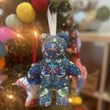 Mini Patchwork Bear Ornament handmade and our own design. By The Patchwork Bear