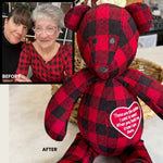 Memory Bear made from one red plaid shirt