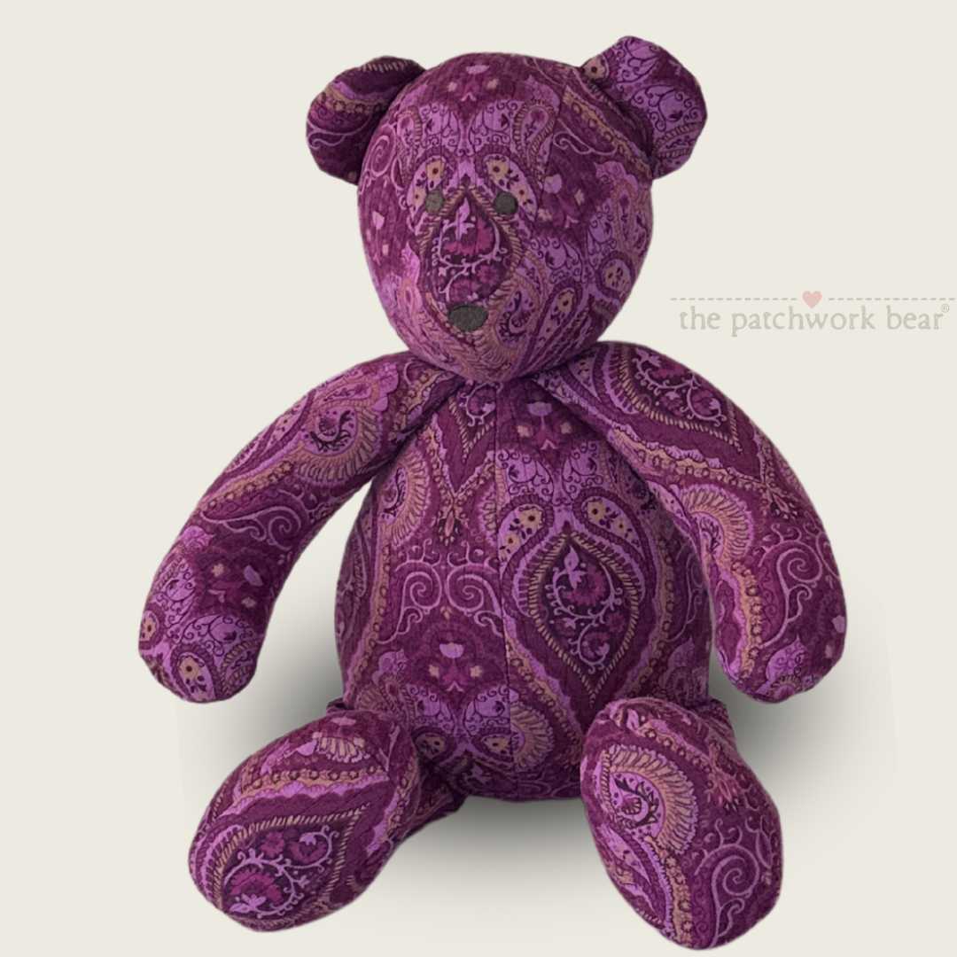 Purple paisley bear plush toy