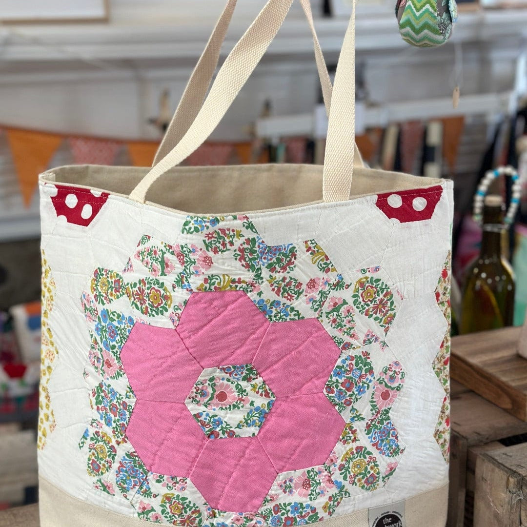 Pink Grandmother's Flower Tote Bag
