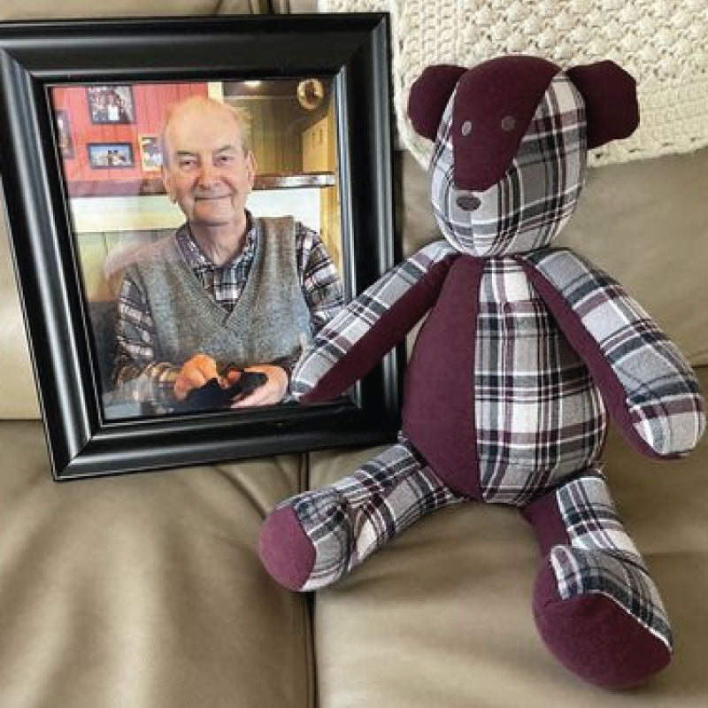Bereavement bear made with loved ones clothing