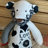 Carter's Bitty Bear with Love in black and white pattern