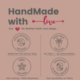 Handmade with love, cold-process skincare, natural, no palm oil, small batch.