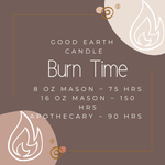 Text graphic with candle burn times.