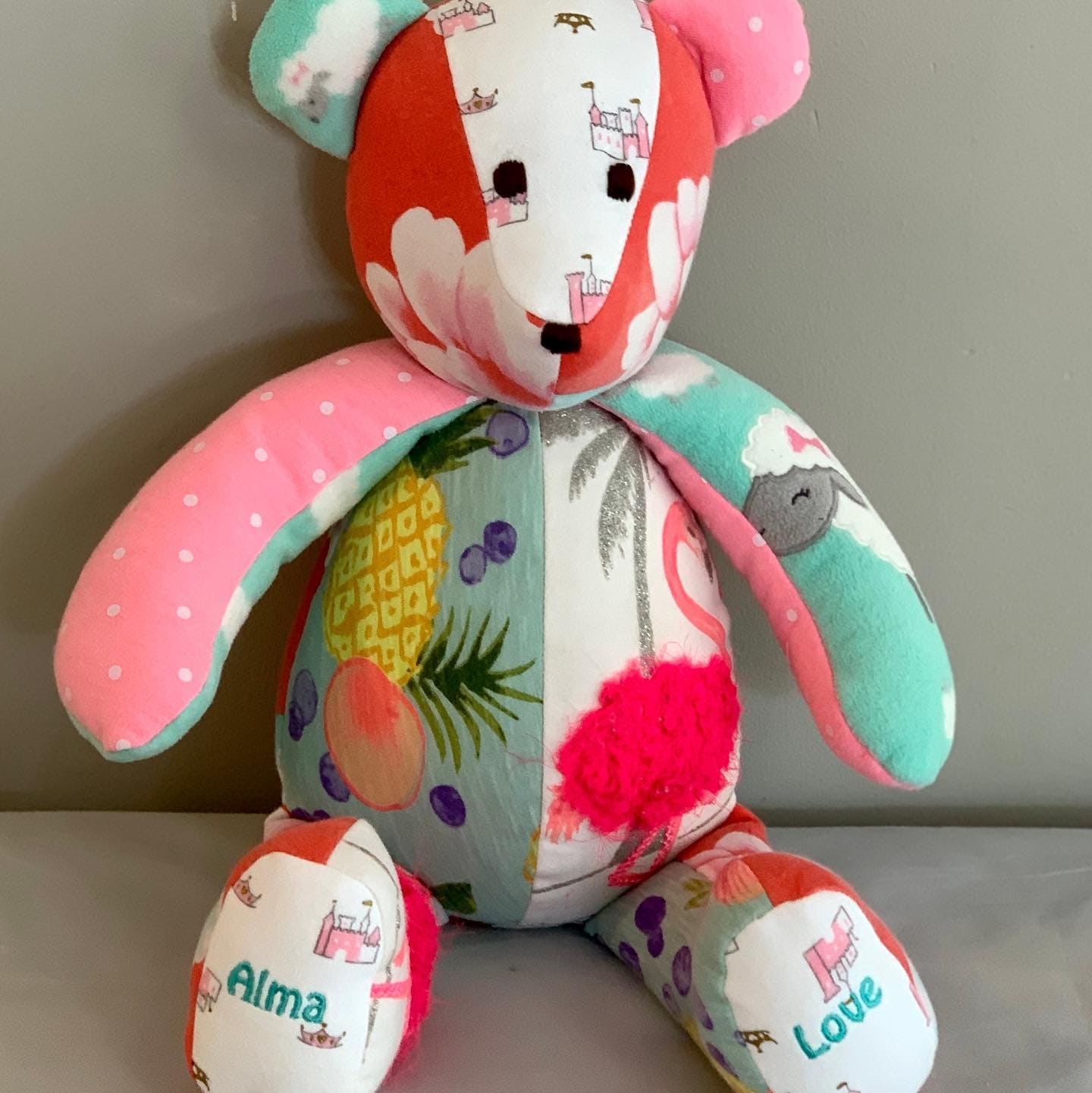 Final colorful patchwork bear Alma Love