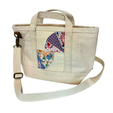 Crossbody Tote Bag with Vintage Grandmother's Fan Quilt Block