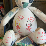 Custom memory bear with child's drawing.