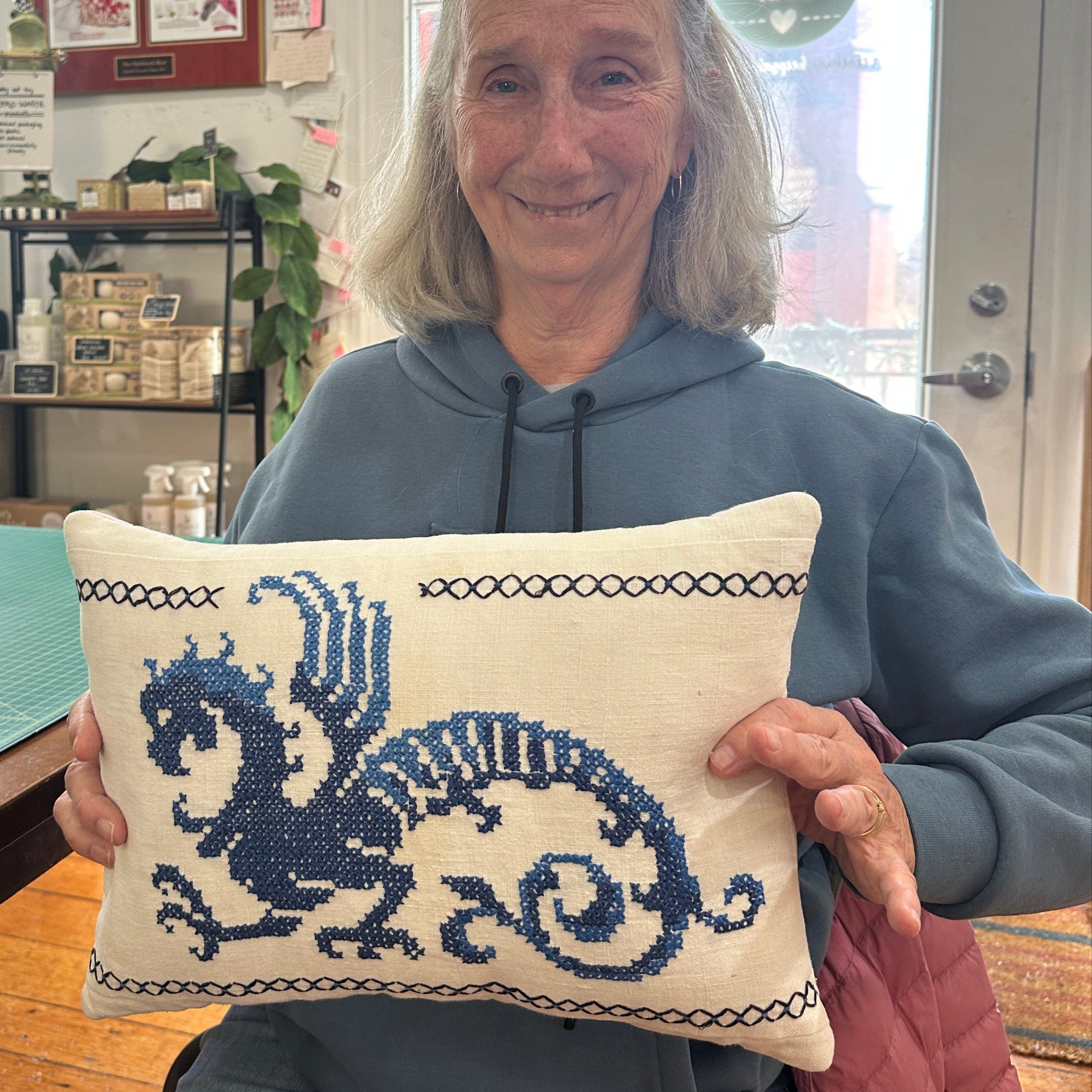 lumbar pillow made from tablecloth