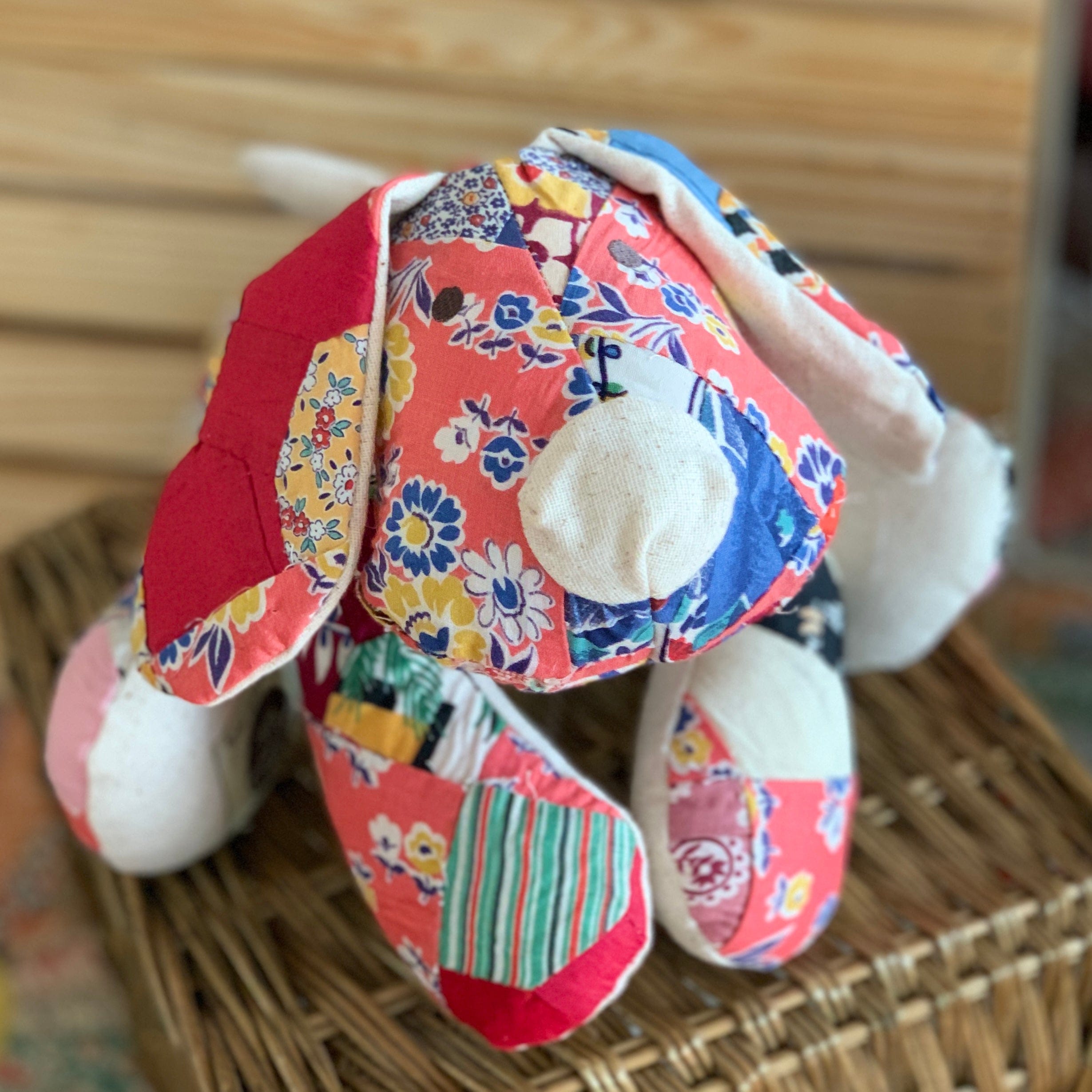1930s feedsack puppy dog stuffed animal