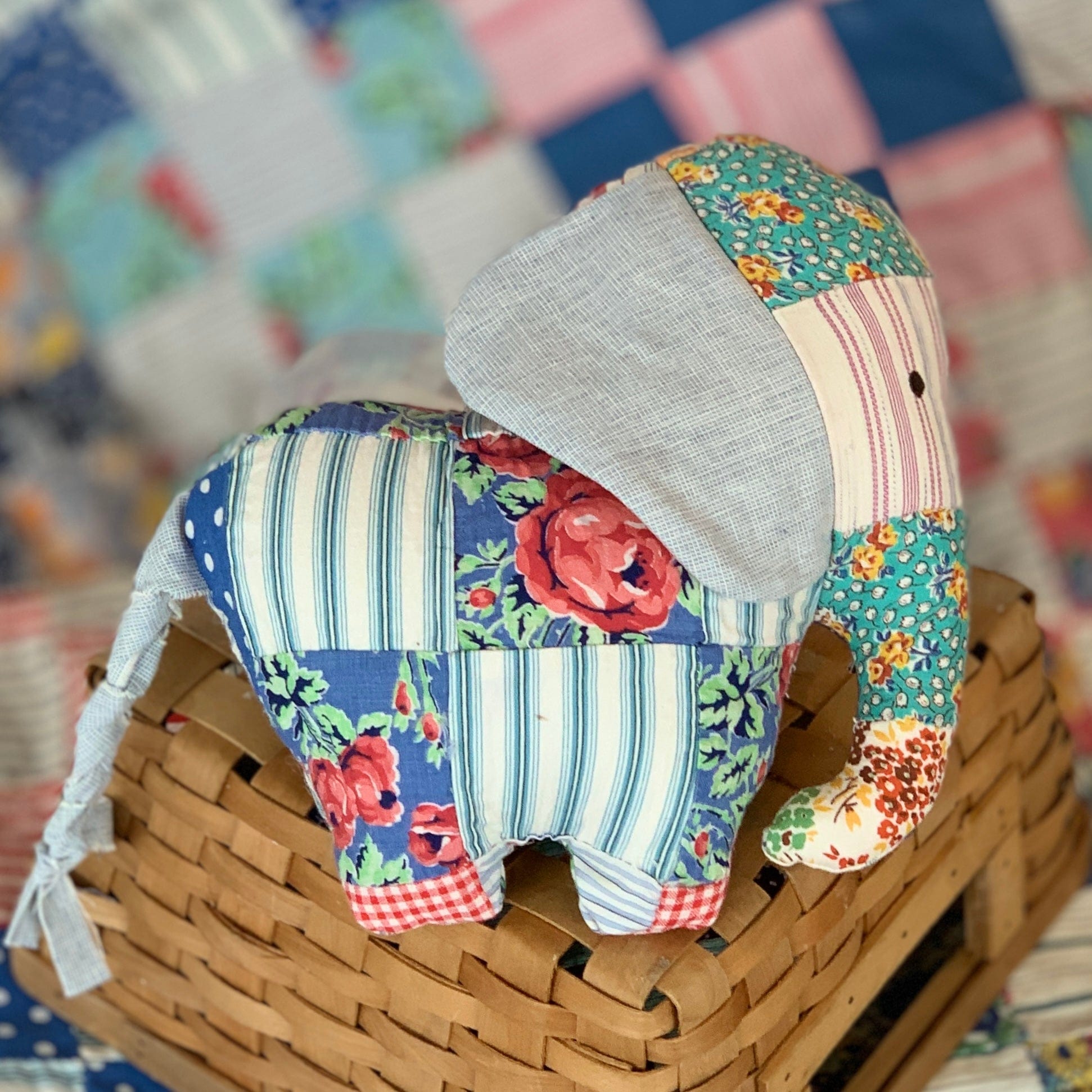 Vintage patchwork elephant toy