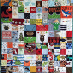 Memory quilt made from baby clothes, 2015