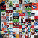 Memory quilt made from baby clothes, 2015