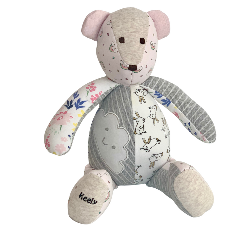 Baby's First Memory Bear- made with baby's clothes. Sentimental upcycling  and creative decluttering for an organized closet – The Patchwork Bear