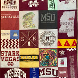 Quilt with Mississippi State logos and images.