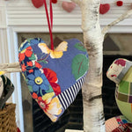 Vintage quilt patchwork heart ornament