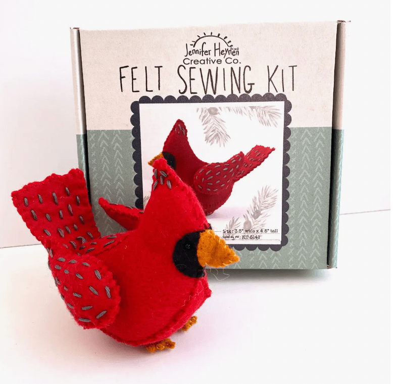 Felt cardinal sewing kit, screenshot from November 16, 2022