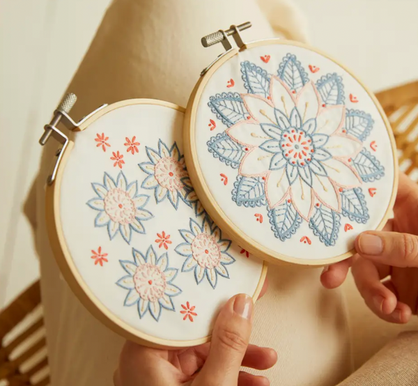 Modern Mindful Mandala Embroidery Kit-with-a-difference Winter Frost,  Seasonal Craft Kit, Mindful Embroidery Kit, Learn to Embroider Kit 