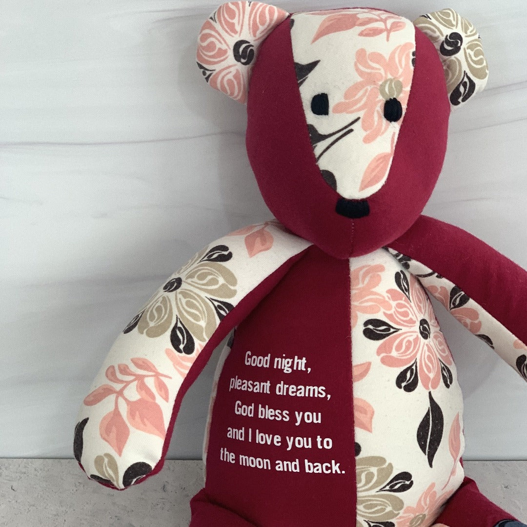 Add your own words, poem or quote to any memory bear