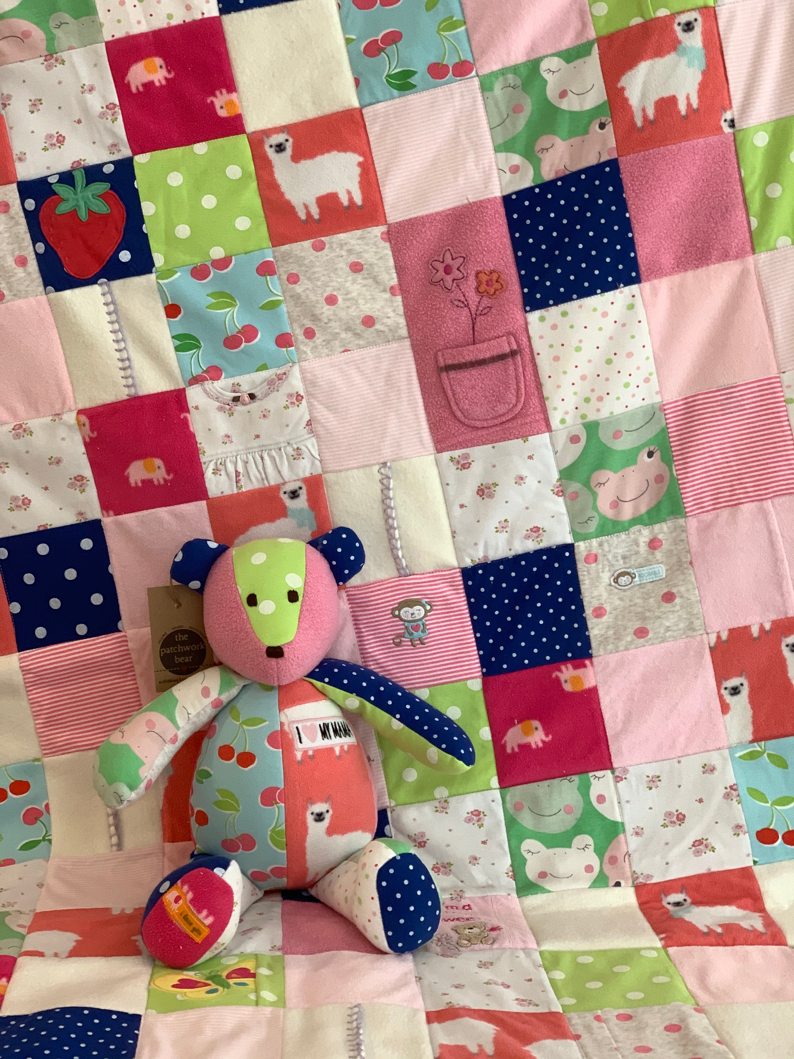 Baby Clothes Memory Quilt 48x60 The Patchwork Bear