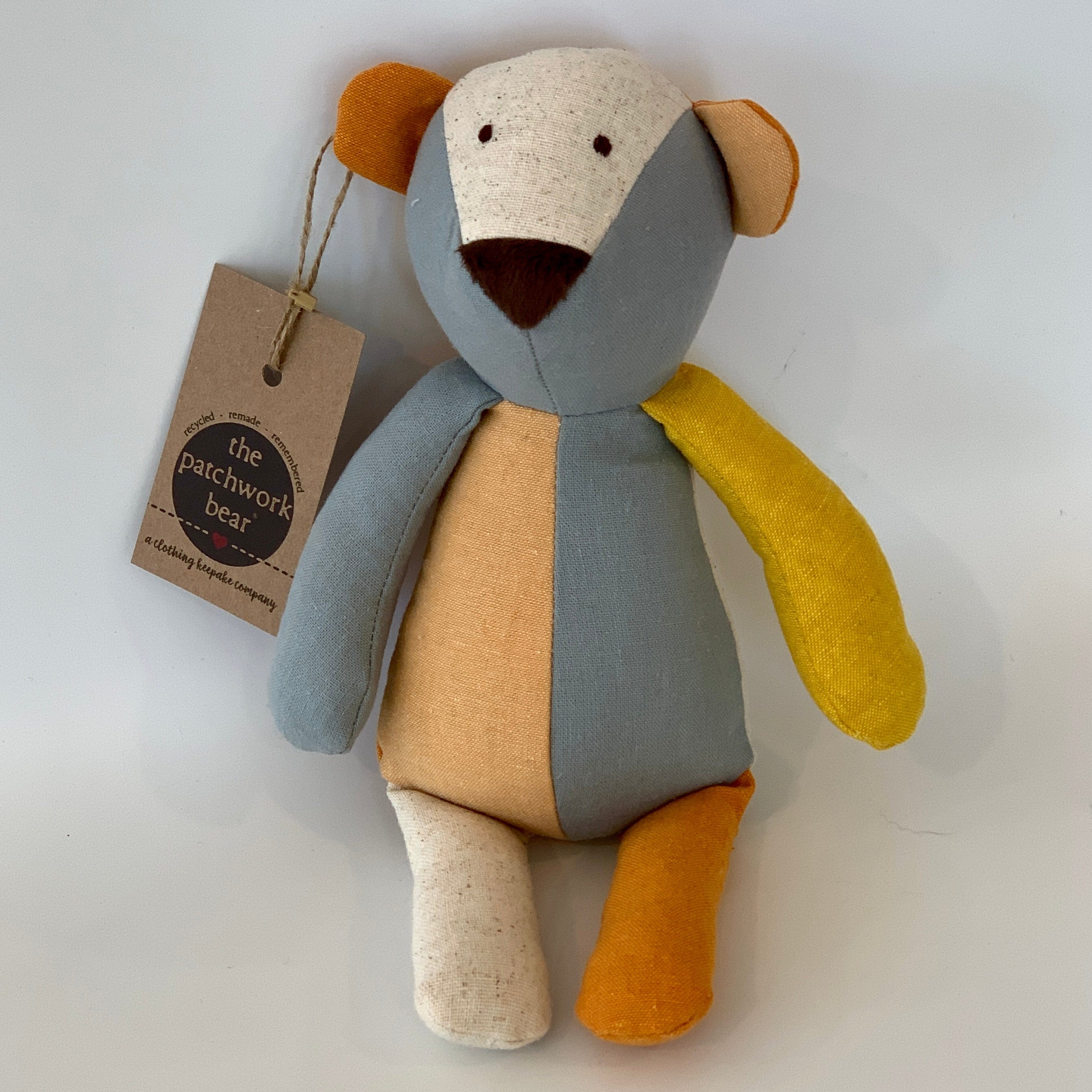 Bitty Bear Essex Linen Patchwork Bear Plush