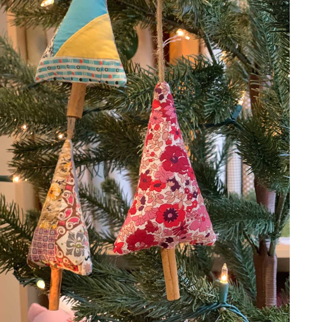 Christmas tree ornaments on tree