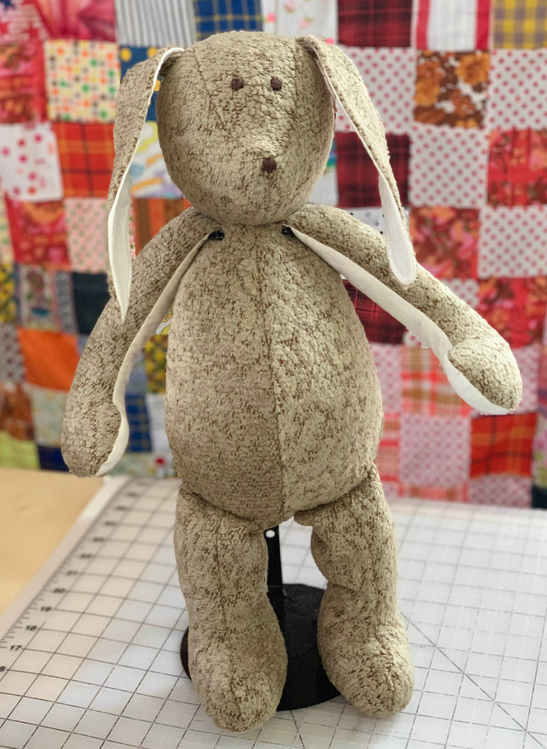 Memory Bunny by The Patchwork Bear made from favorite clothing and fabrics