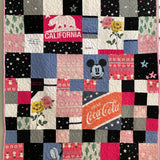 Didriksen quilt with California bear, Mickey, Coca-Cola