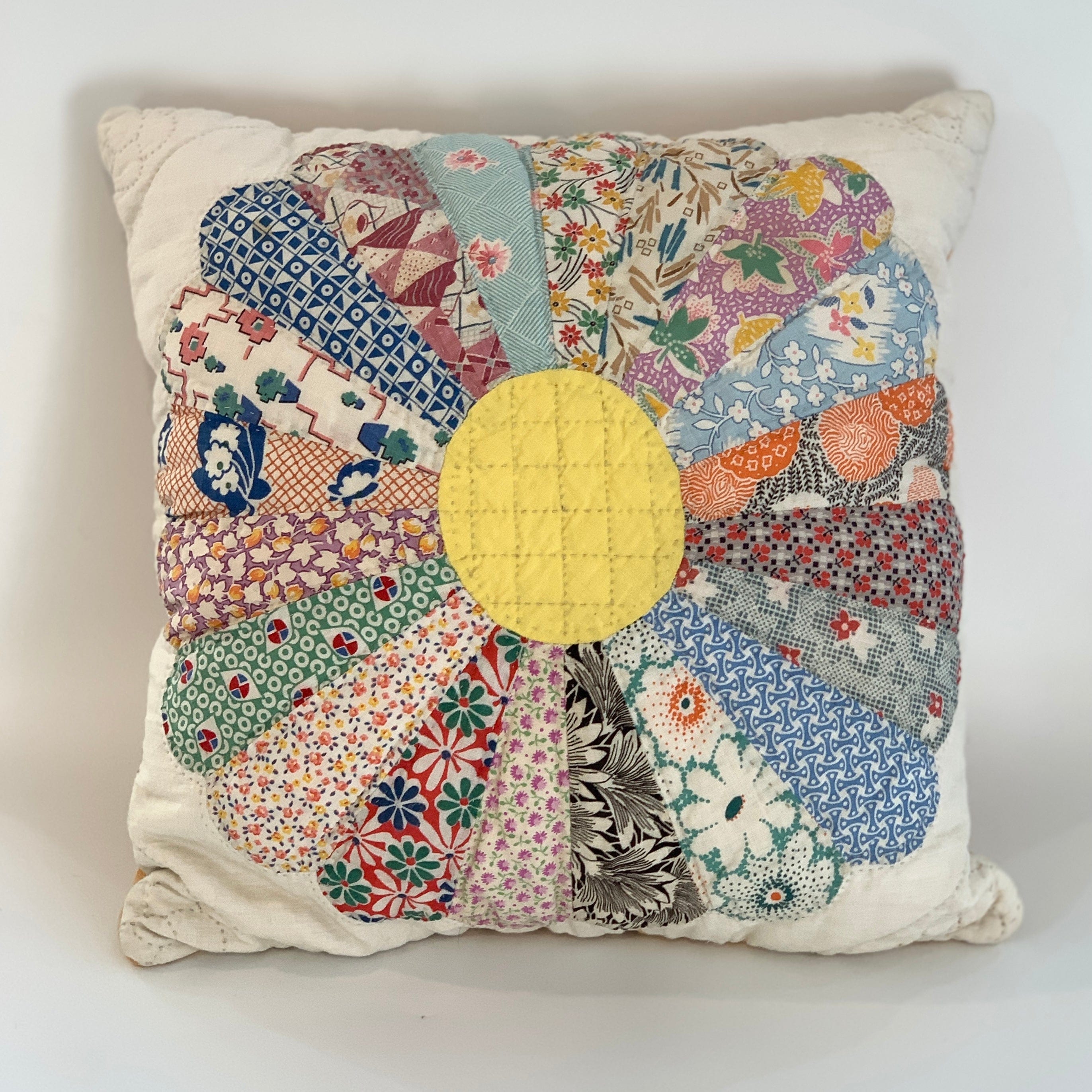 Dresden pillow with colorful quilt design